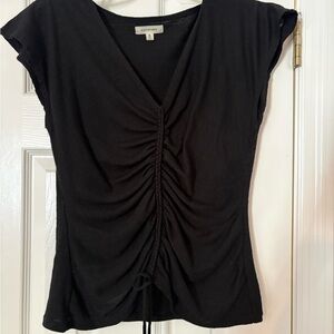 Max Studio Black Ruched V-Neck Blouse